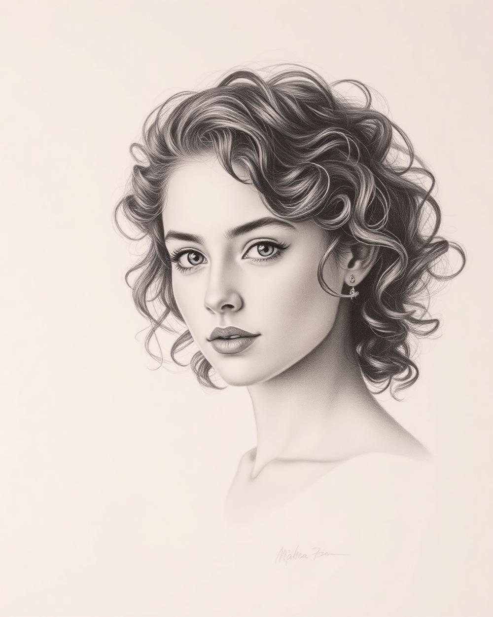 Soft Curls — Pencil Portraits